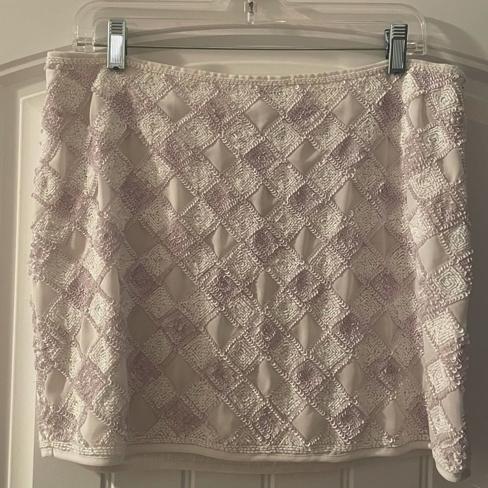 Topshop Tall White Beaded & Sequined Embellished Mini Skirt Size 10